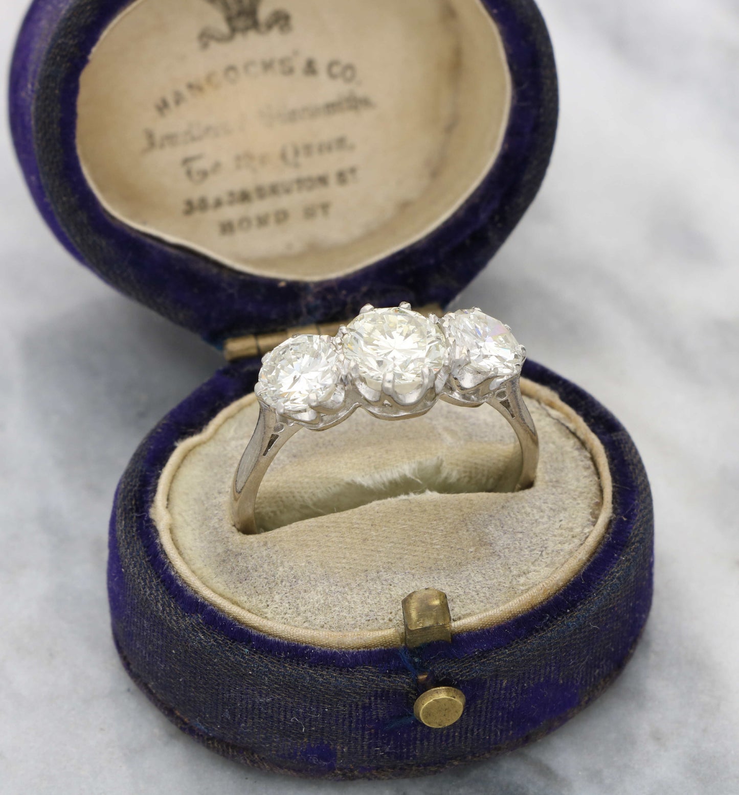 Platinum diamond 3 stone engagement ring