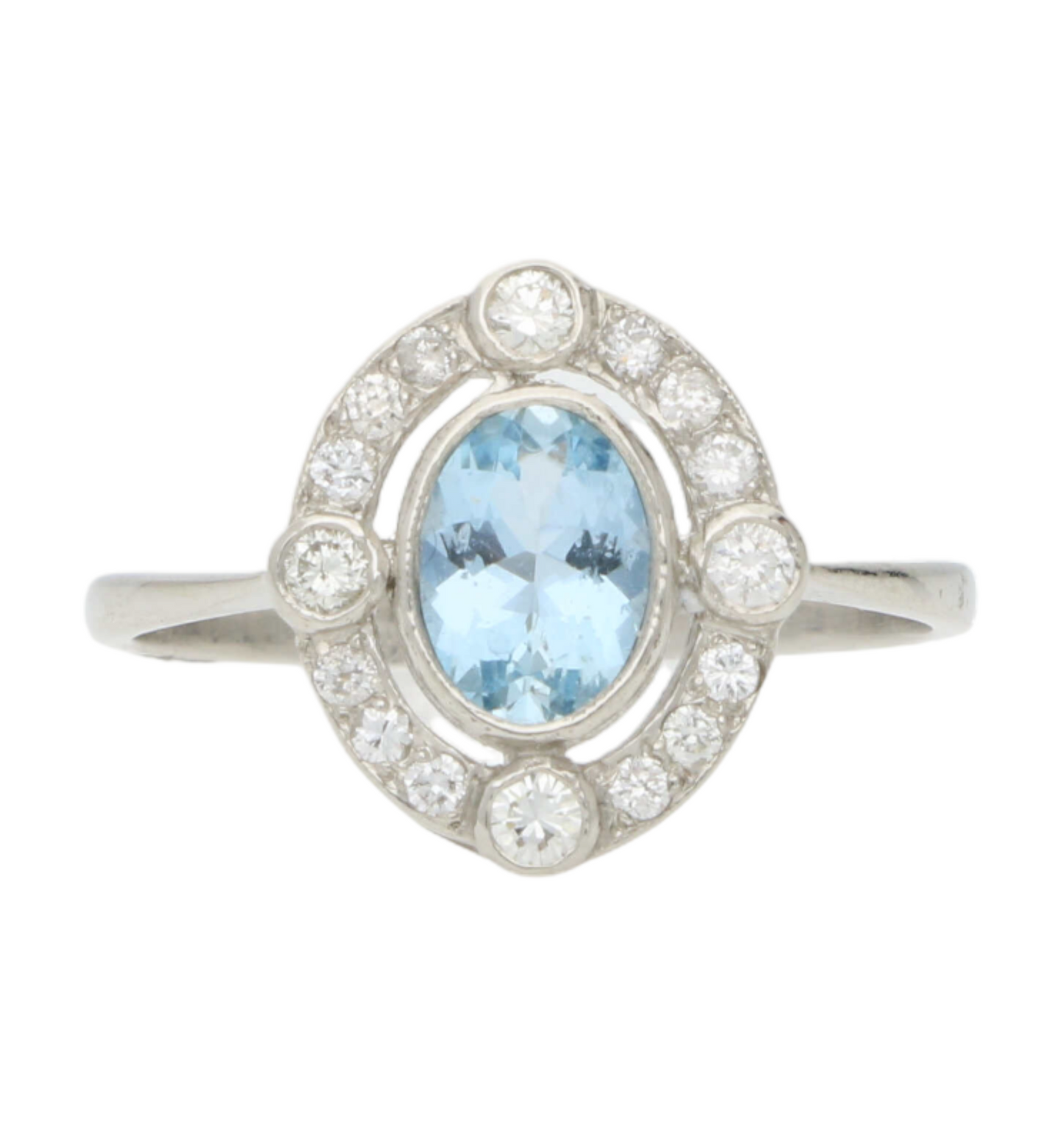 Platinum aquamarine and diamond Art Deco style ring