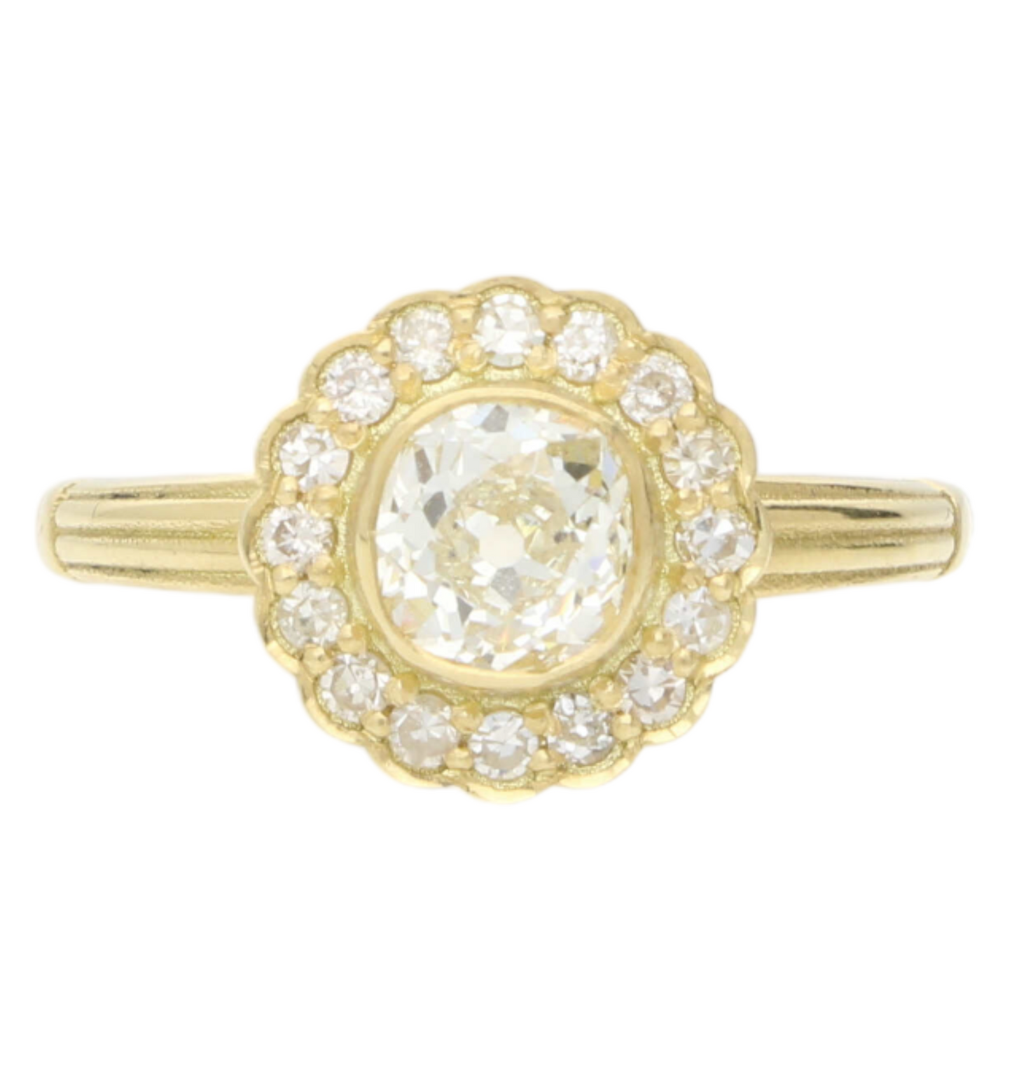 18ct old cut diamond cluster engagement ring