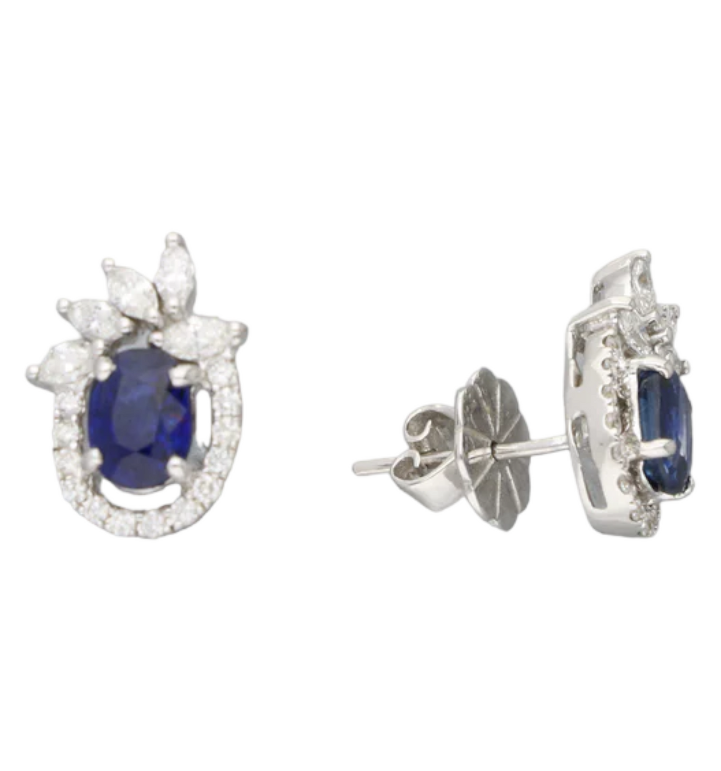 18ct sapphire and diamond cluster earrings