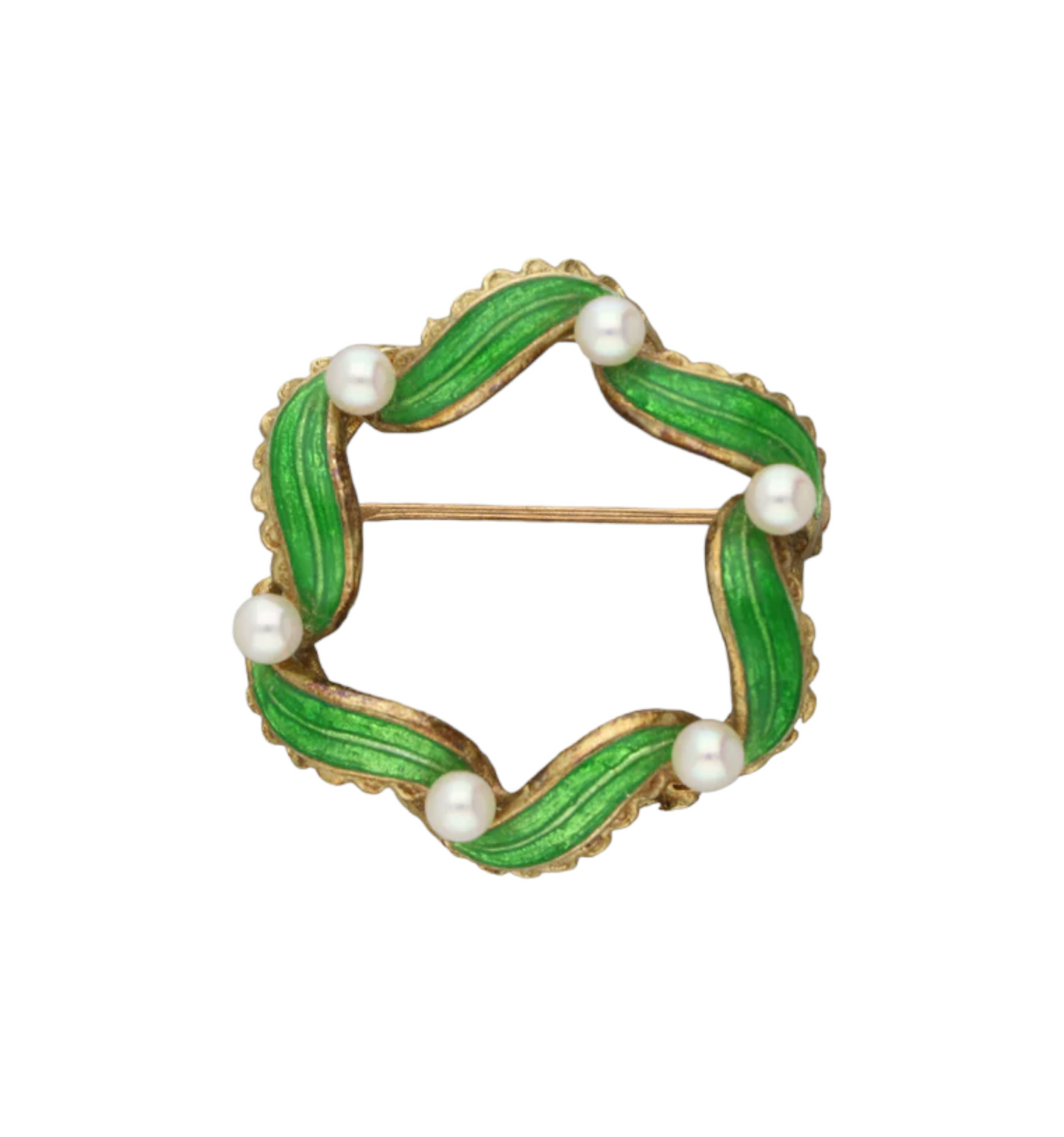 14ct pearl and enamel brooch