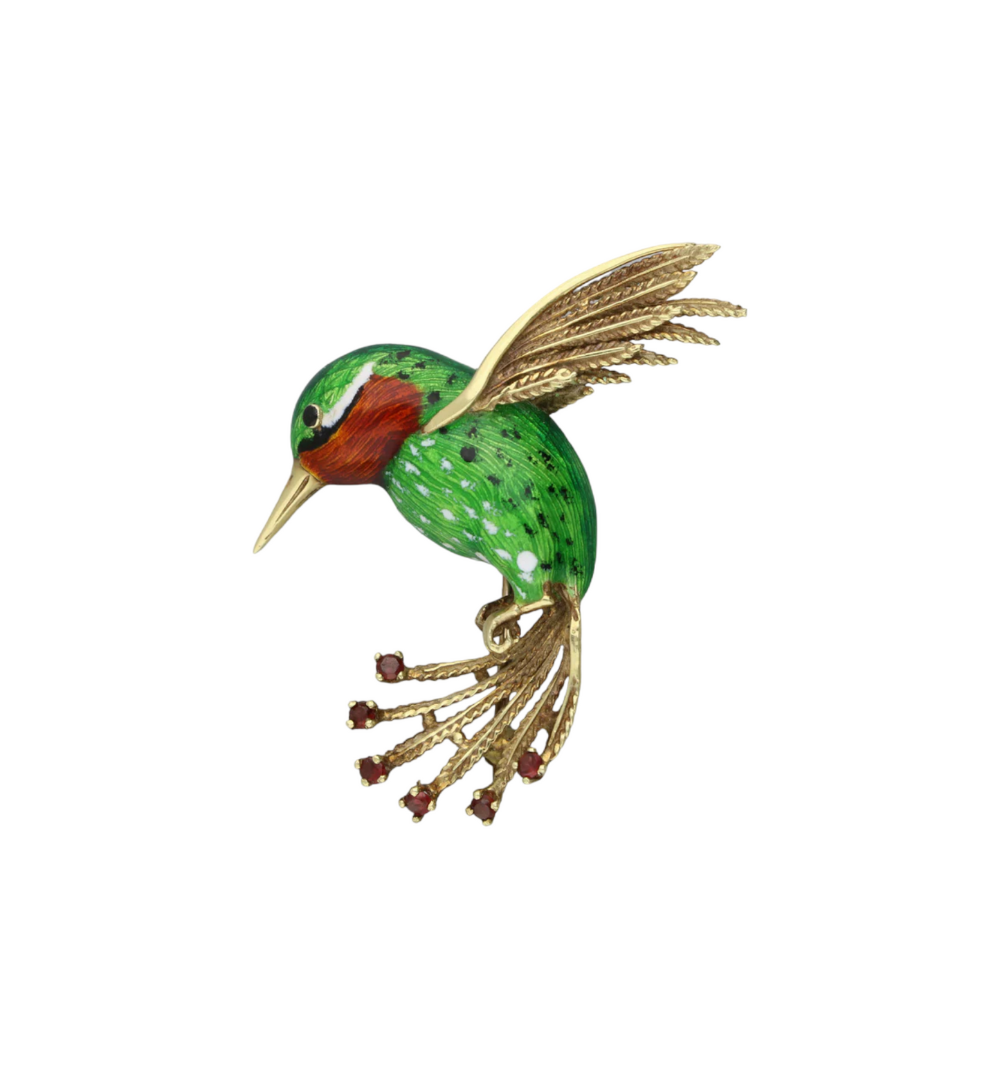 14K enamel hummingbird brooch