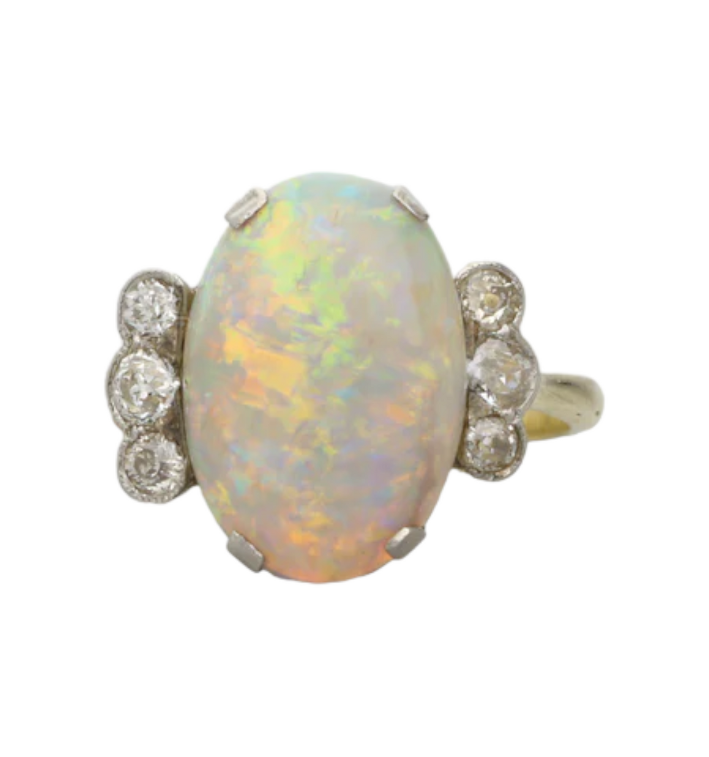 18ct opal and old cut diamond ring