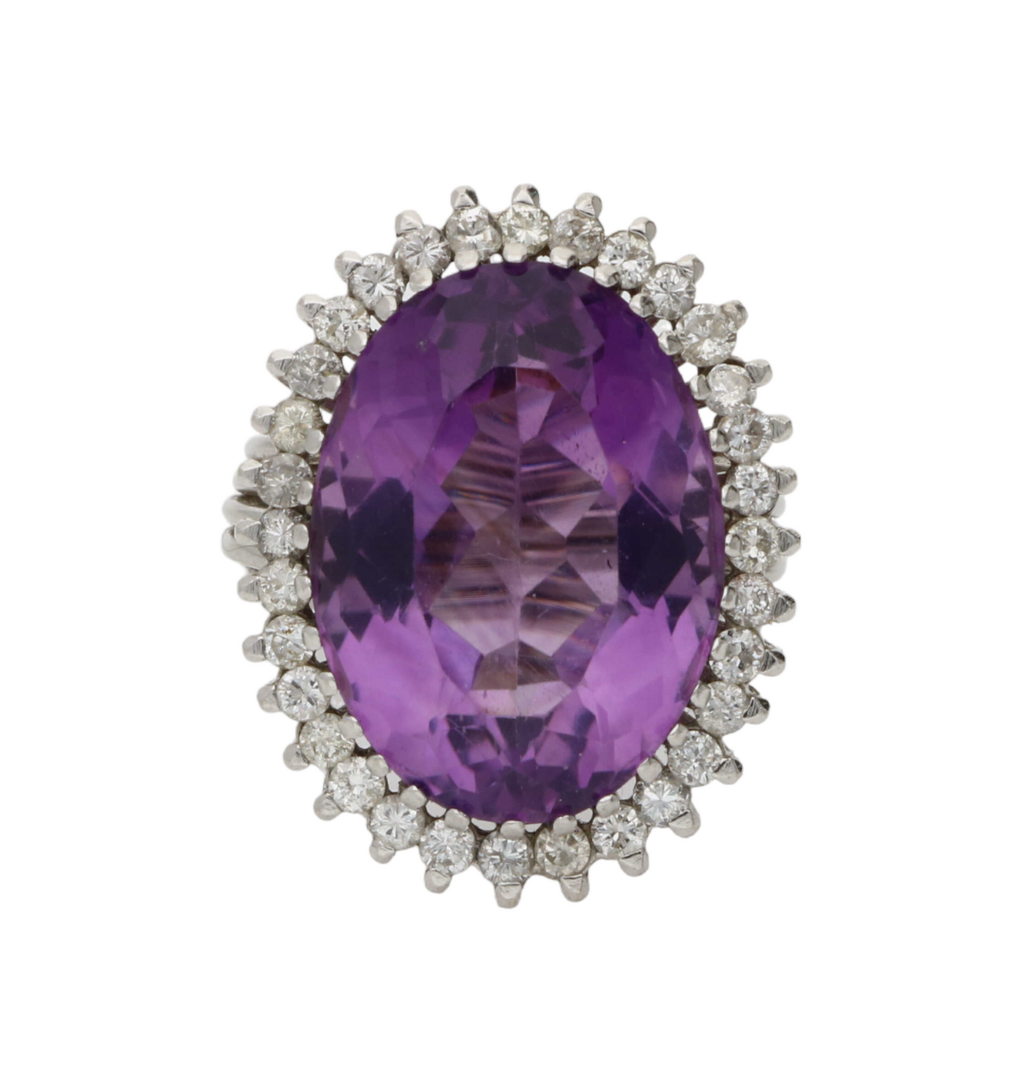 Amethyst and diamond cluster ring