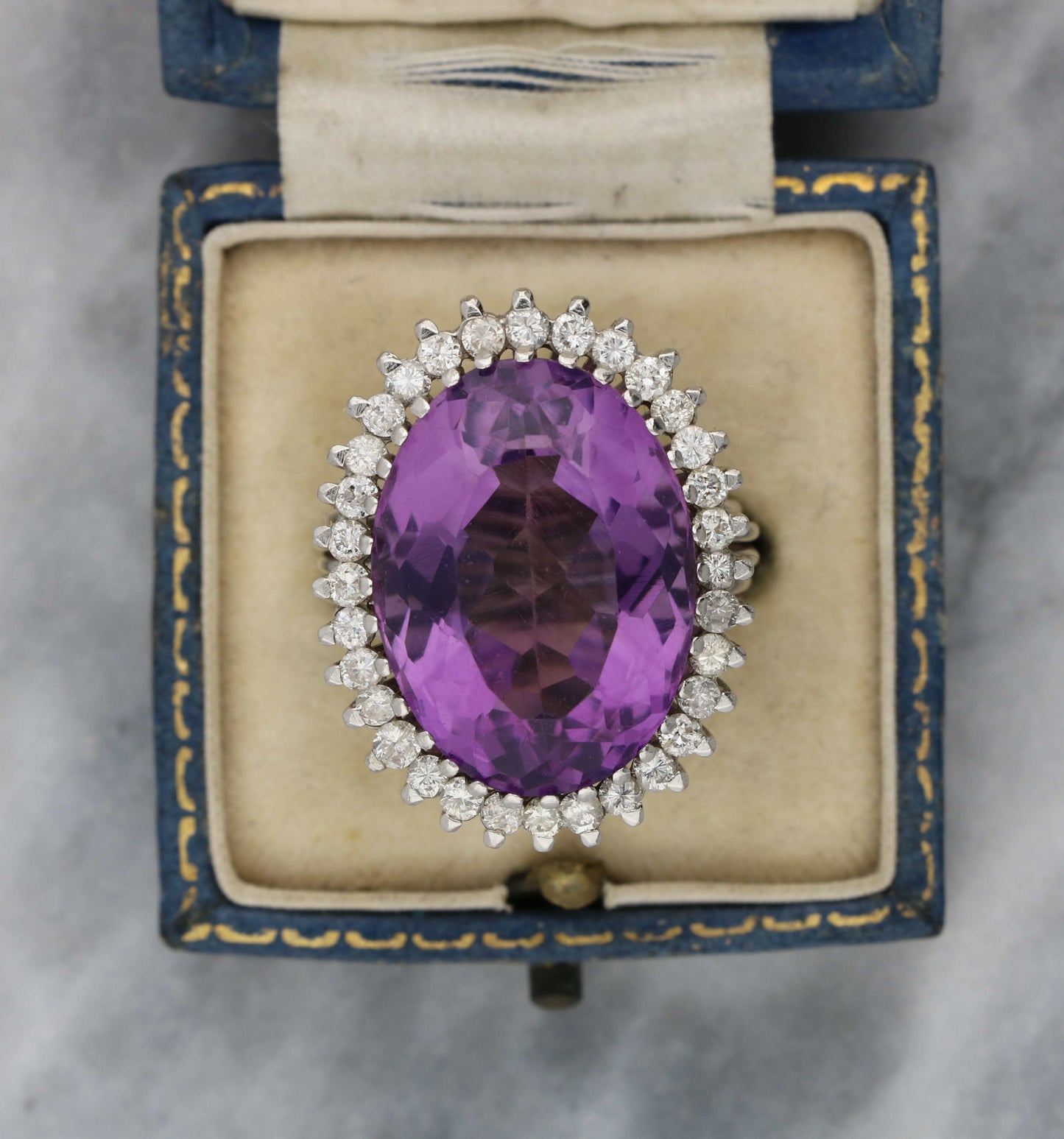 Amethyst and diamond cluster ring