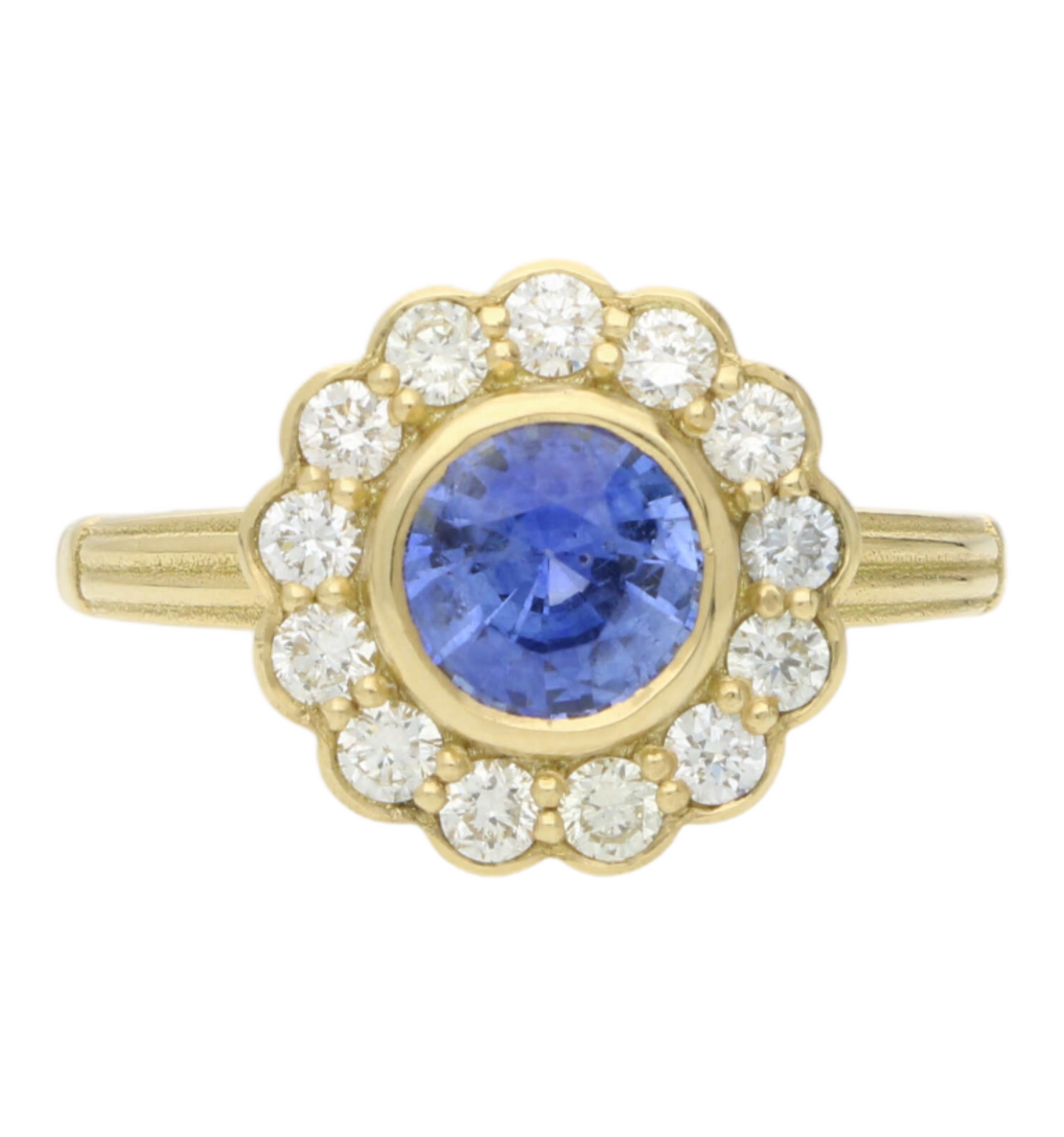 18ct sapphire and diamond cluster engagement ring
