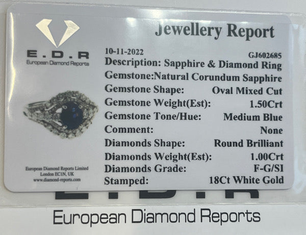 18ct sapphire and diamond cluster engagement ring