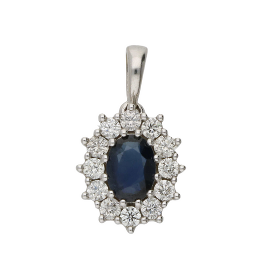 18ct sapphire and diamond cluster pendant