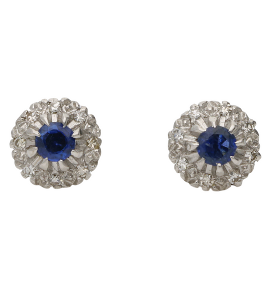 Sapphire and diamond cluster earrings