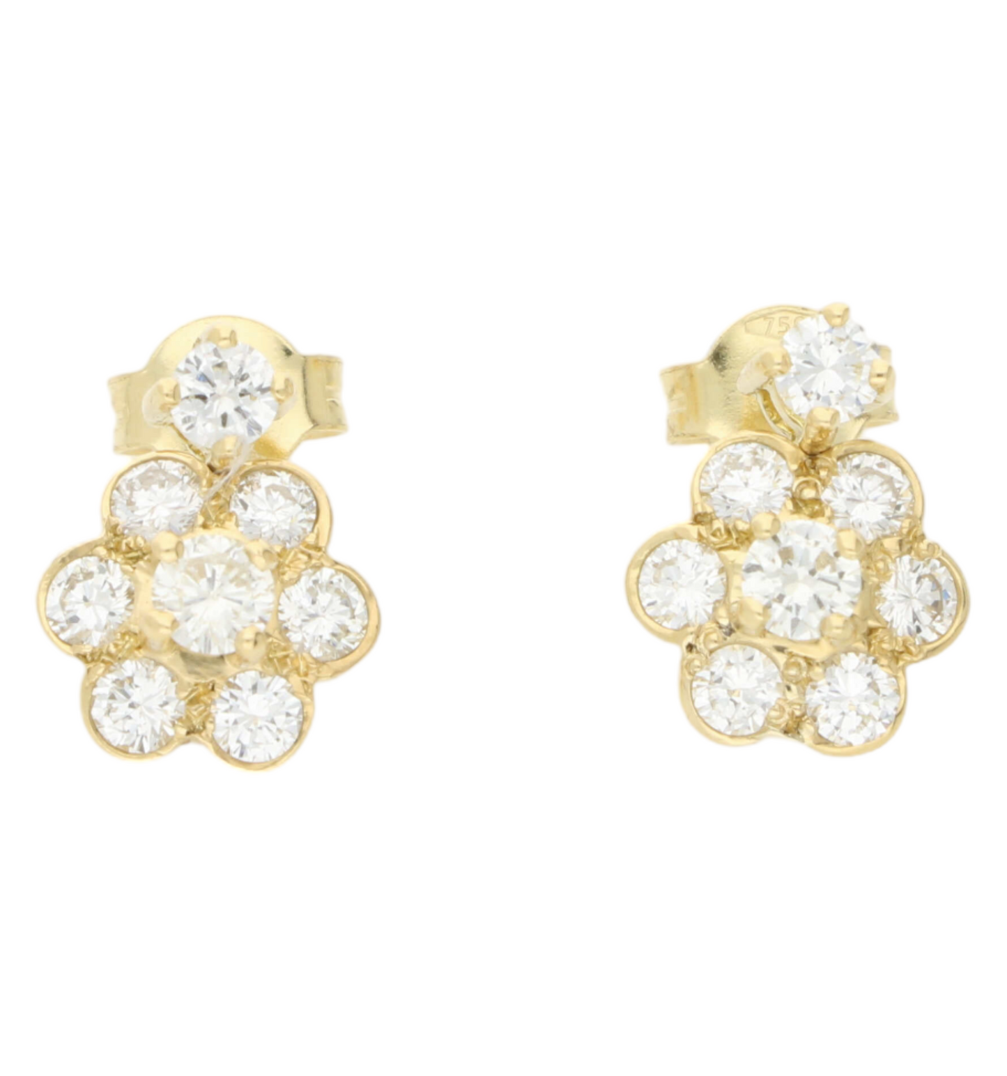 18ct diamond cluster drop earrings