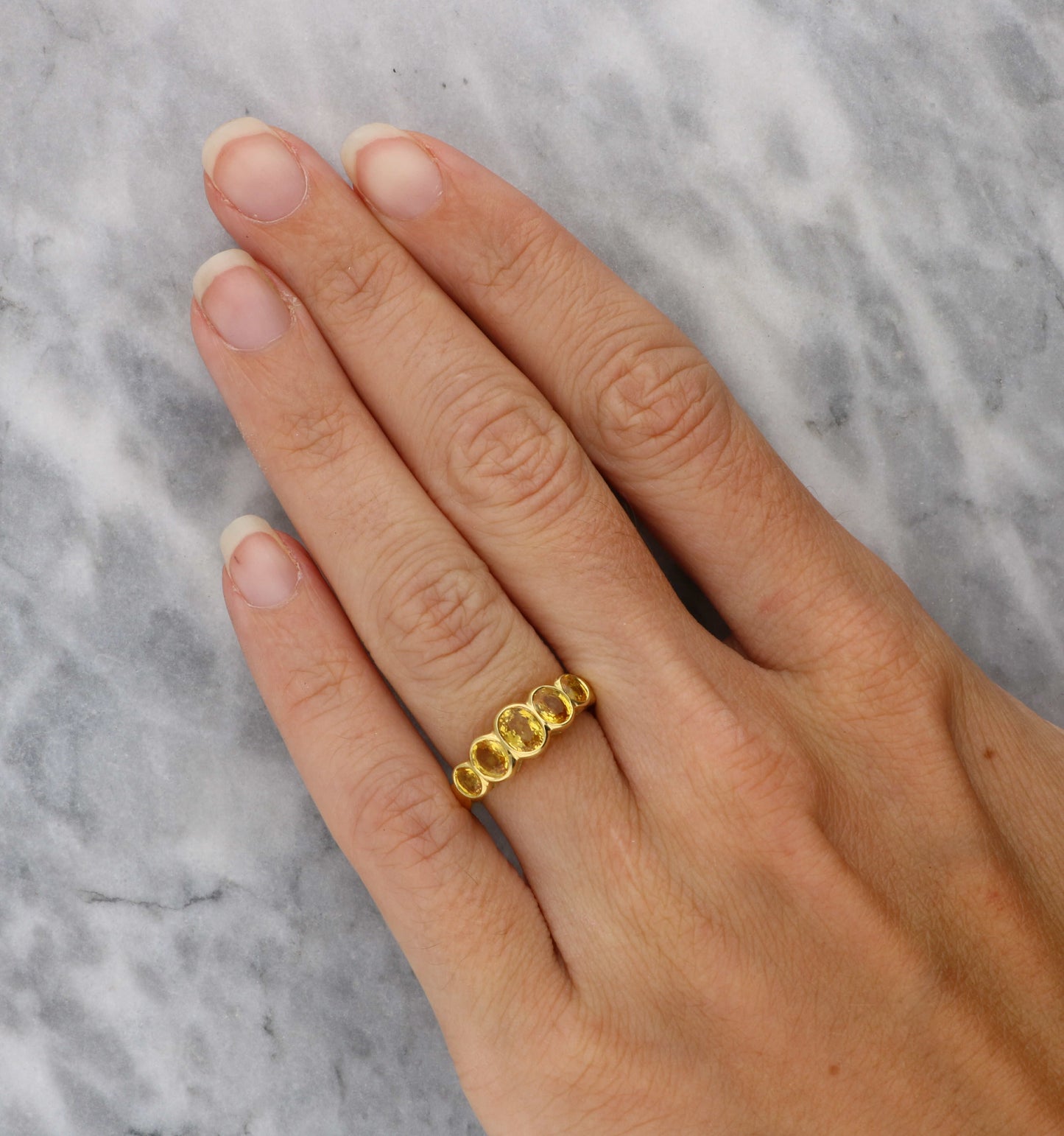 18ct yellow sapphire 5 stone ring