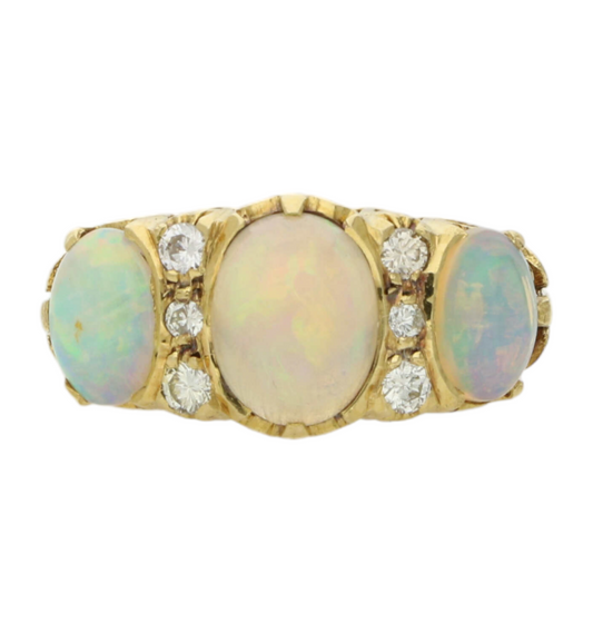 18ct opal and diamond ring