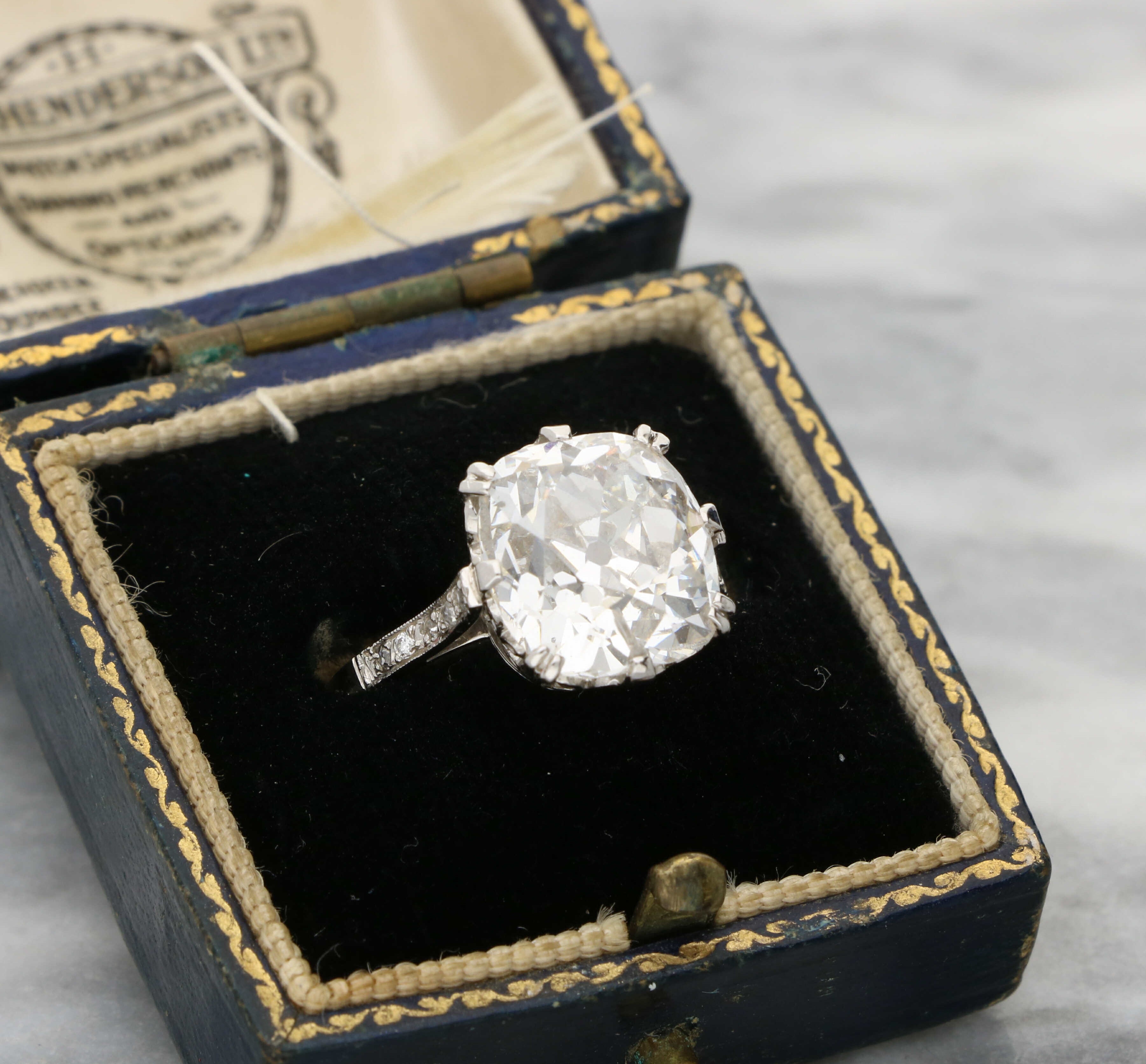 6.07ct old cut cushion diamond engagement ring – Wave Antiques