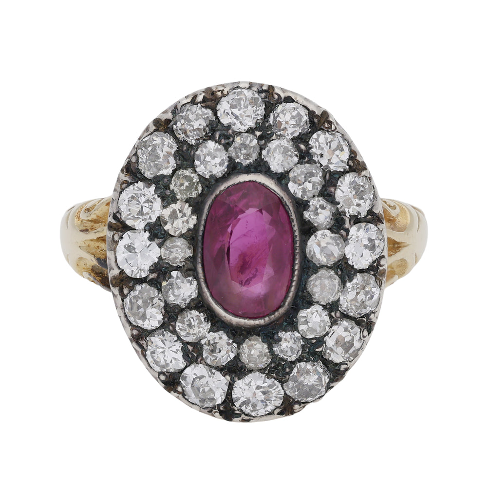 Ruby Diamond Cluster Ring