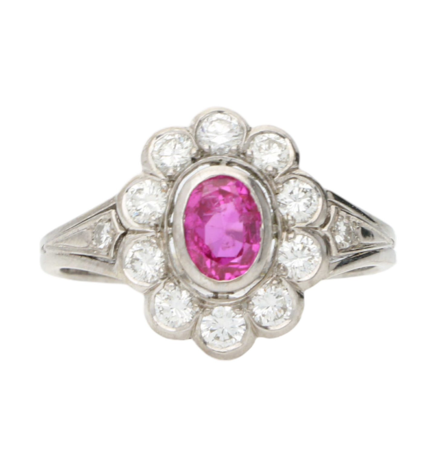 18ct ruby and diamond cluster ring