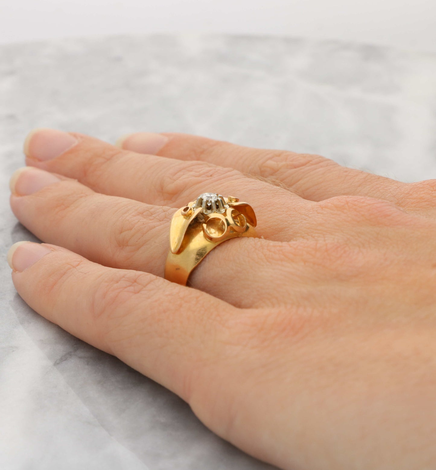 French 18ct diamond-set ring