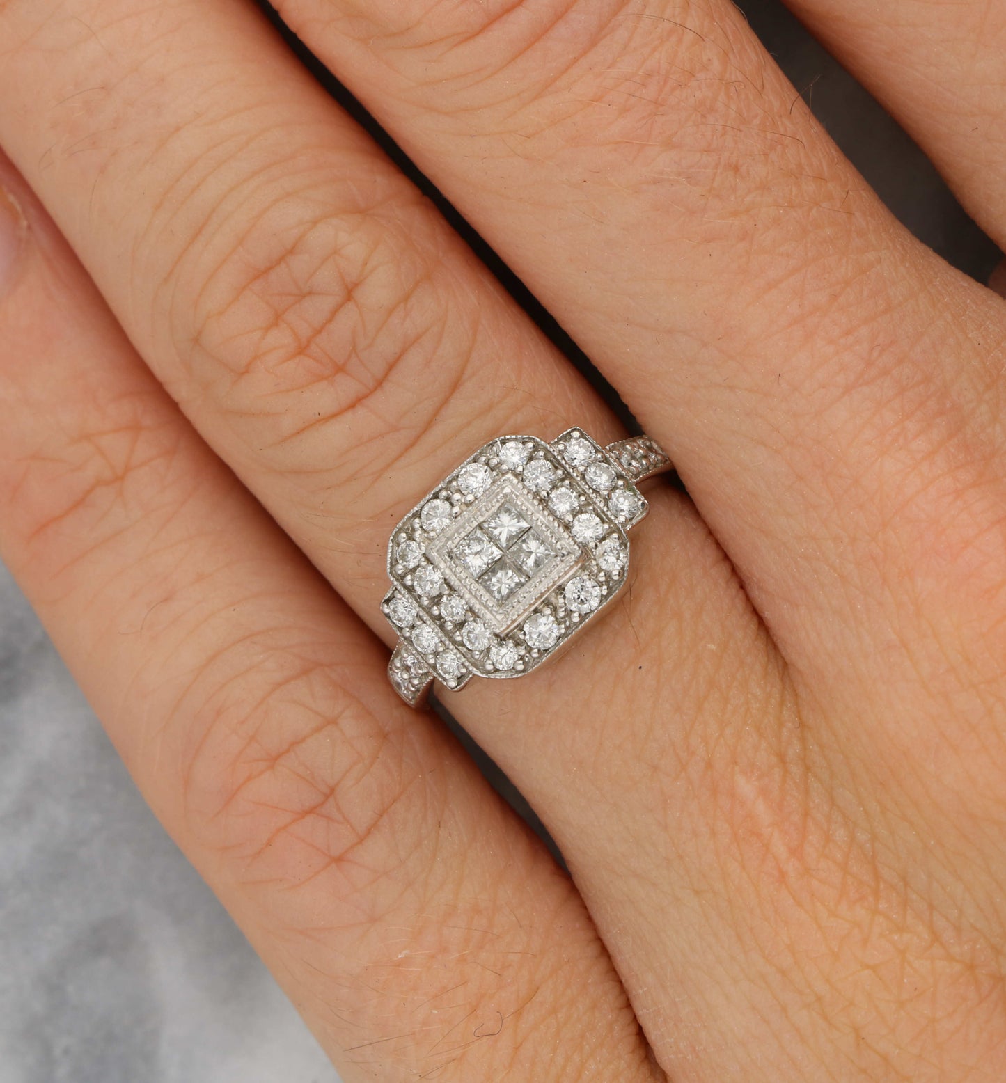 Princess-cut diamond cluster ring