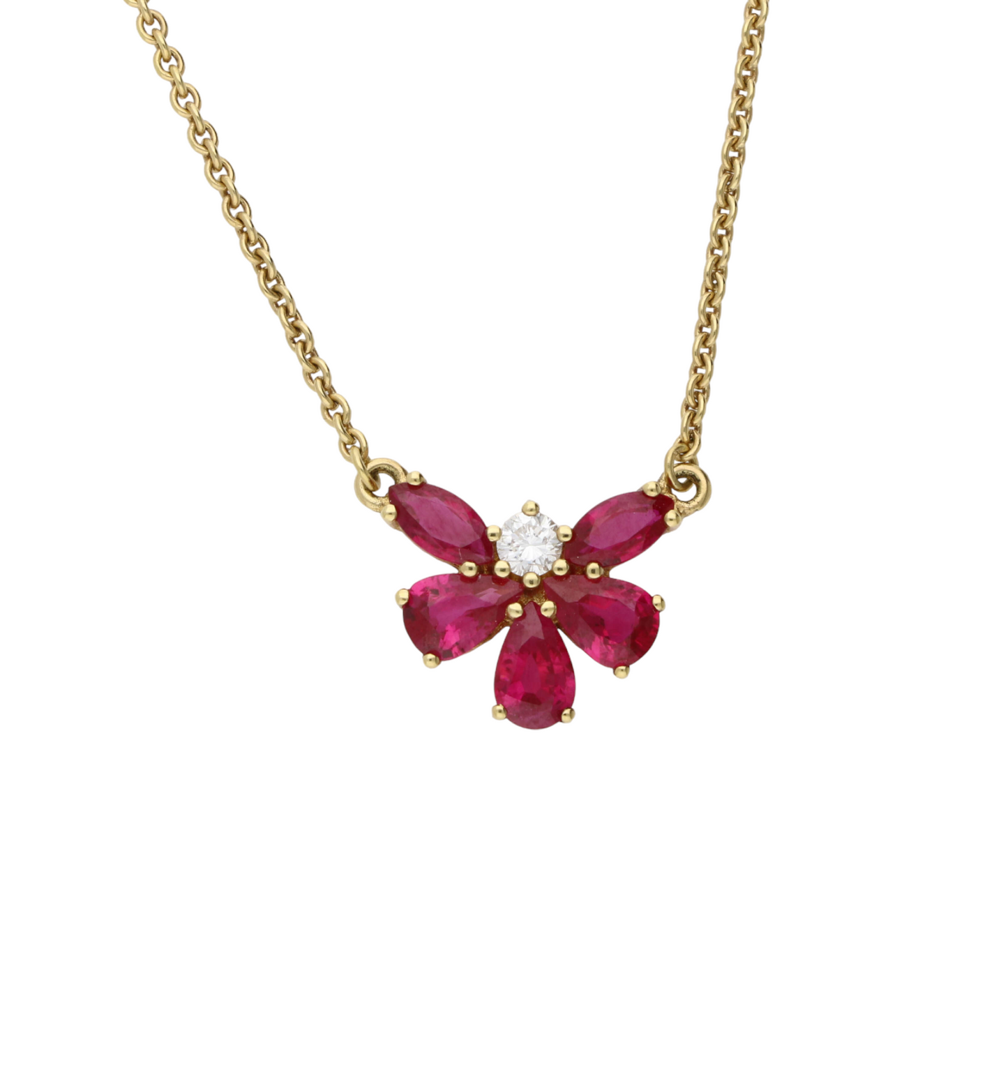 18ct ruby and diamond pendant necklace