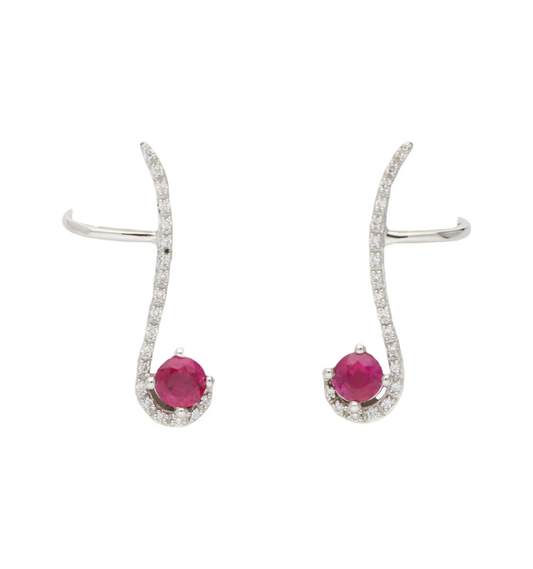 18ct pink sapphire and diamond cuff earrings