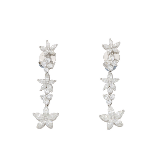 18ct marquise flower diamond drop earrings