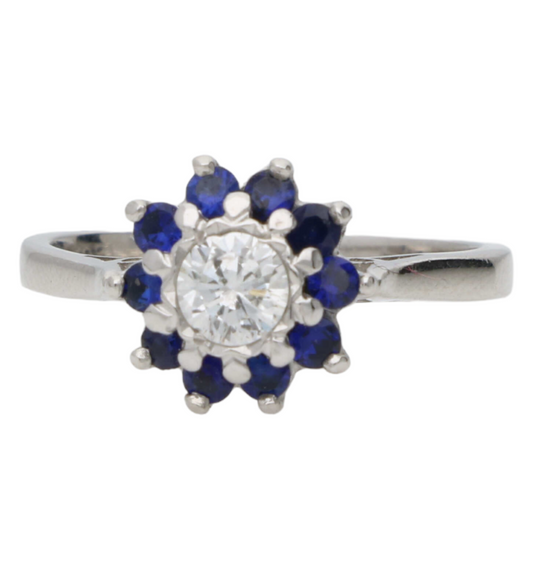18ct diamond and sapphire cluster ring