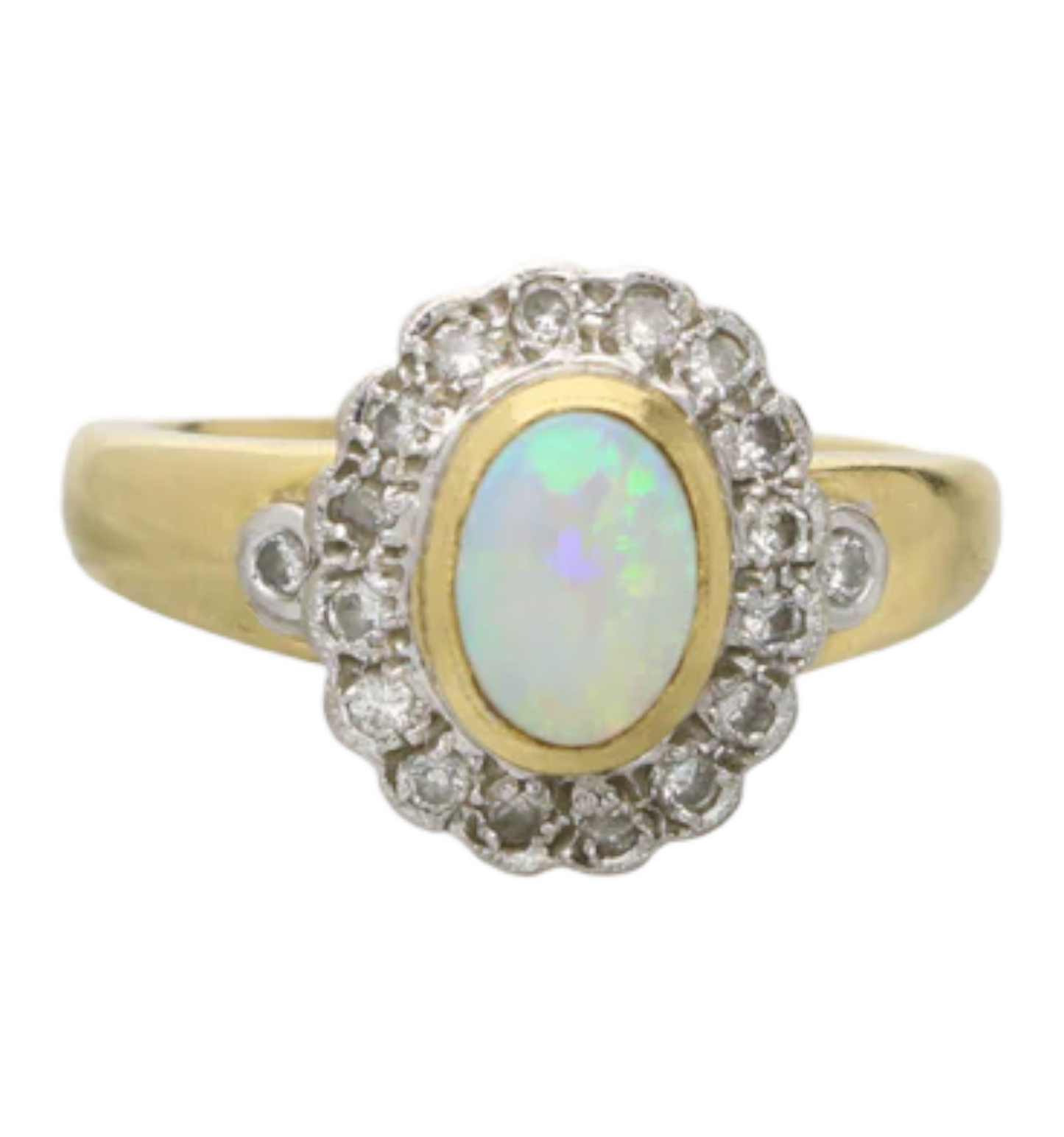 18ct opal and diamond cluster ring