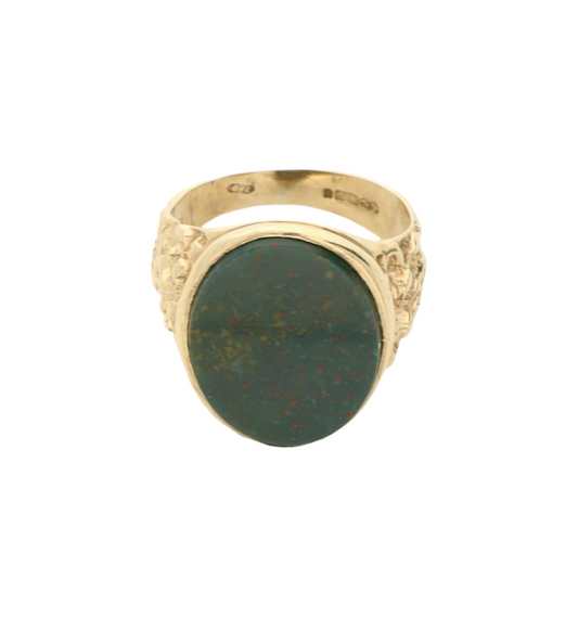 9ct Oval Bloodstone Signet Ring 1973