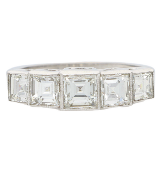 18ct asscher-cut diamond 5 stone ring