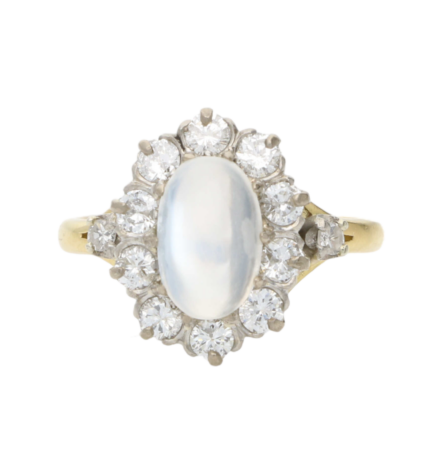 18ct moonstone and diamond cluster ring