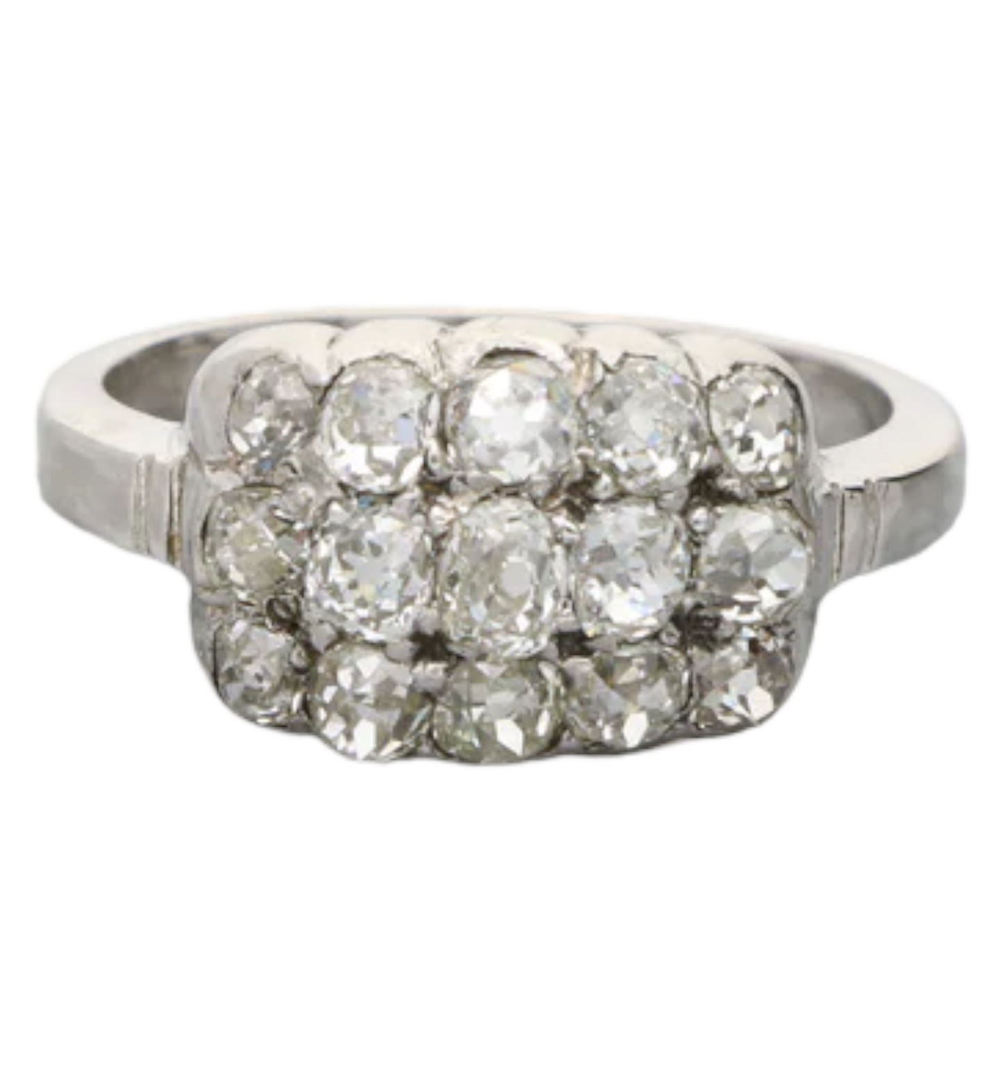18ct old cut diamond cluster ring