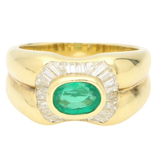Oval Emerald & Diamond Cluster Ring
