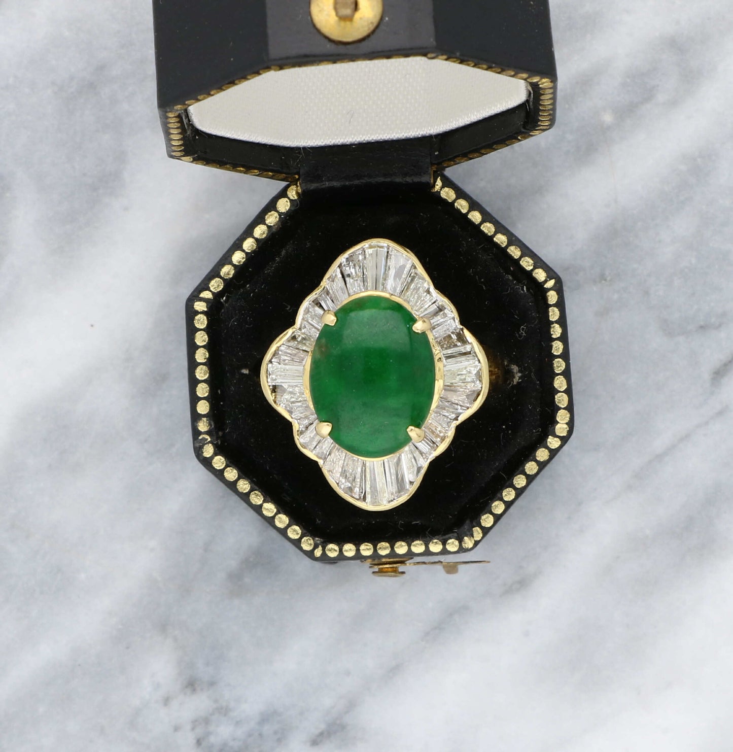 Jade Diamond Cluster Ring