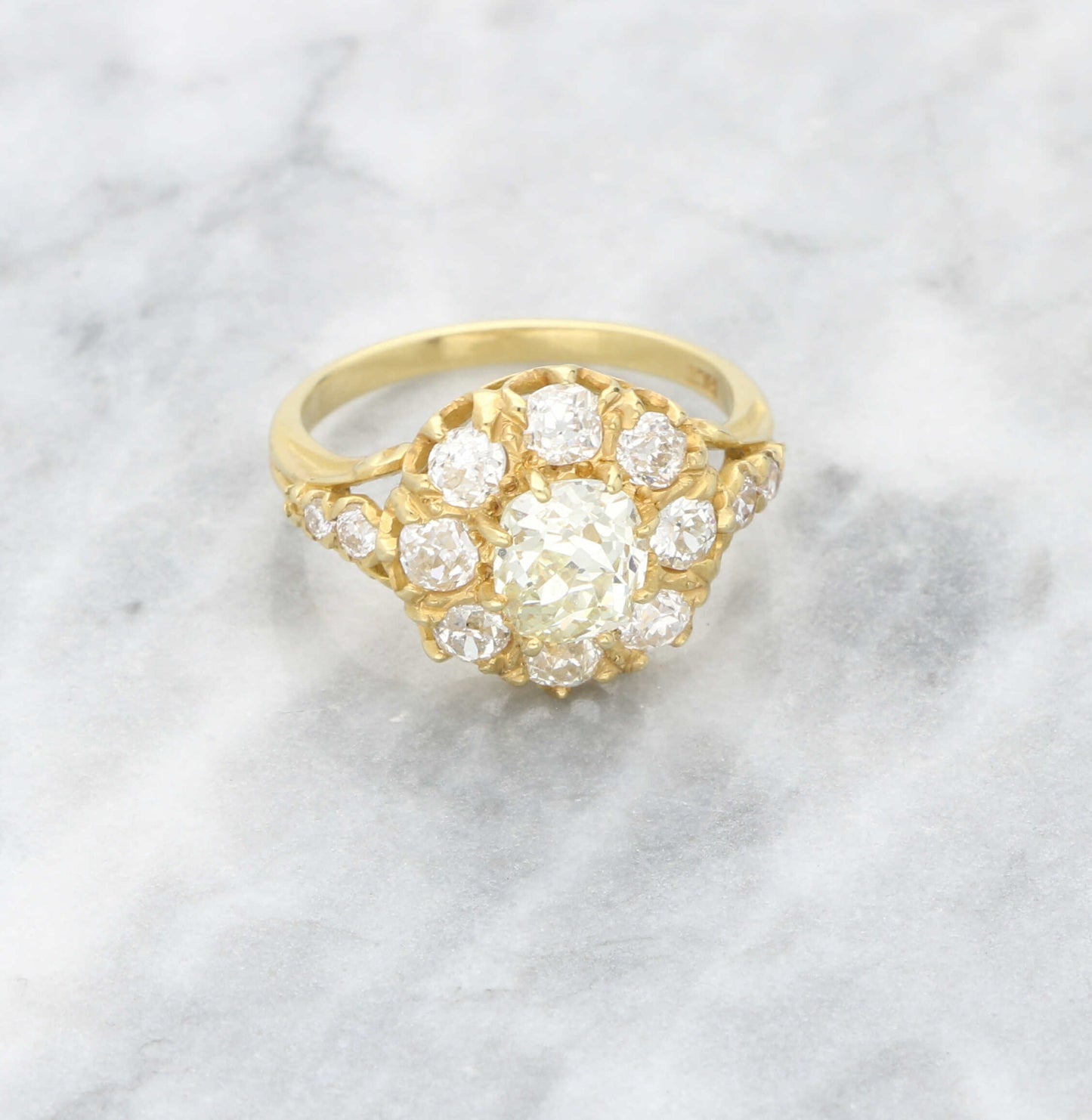 18ct Old Cut Diamond Cluster Ring