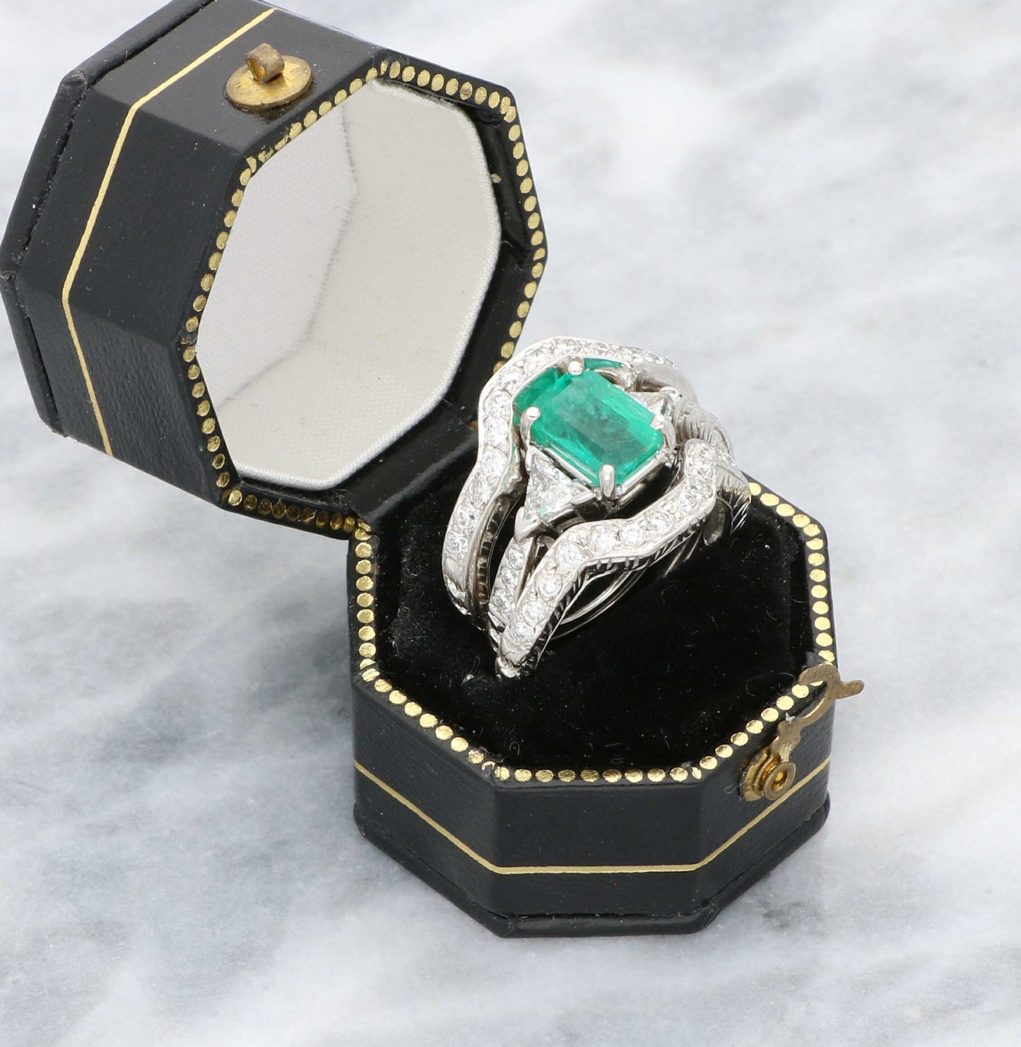 14ct emerald and diamond ring set