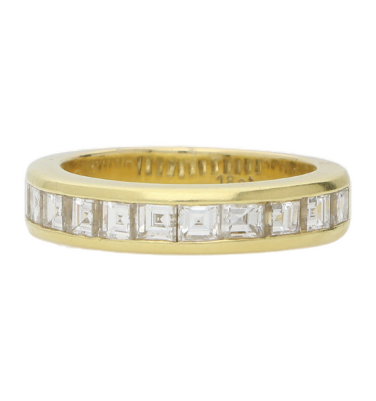 18ct carre-cut diamond half eternity ring