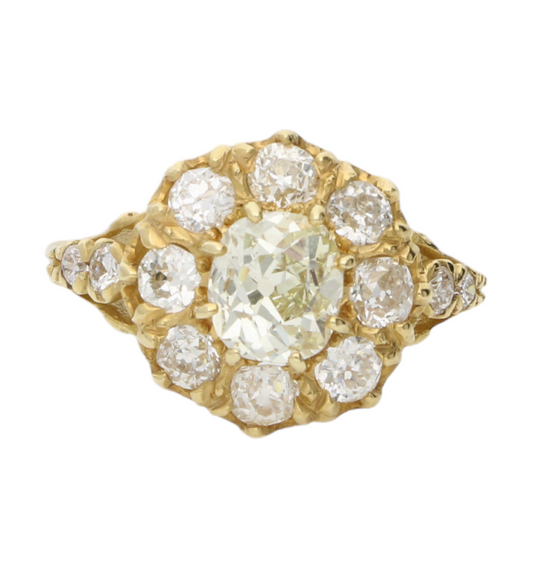 18ct Old Cut Diamond Cluster Ring