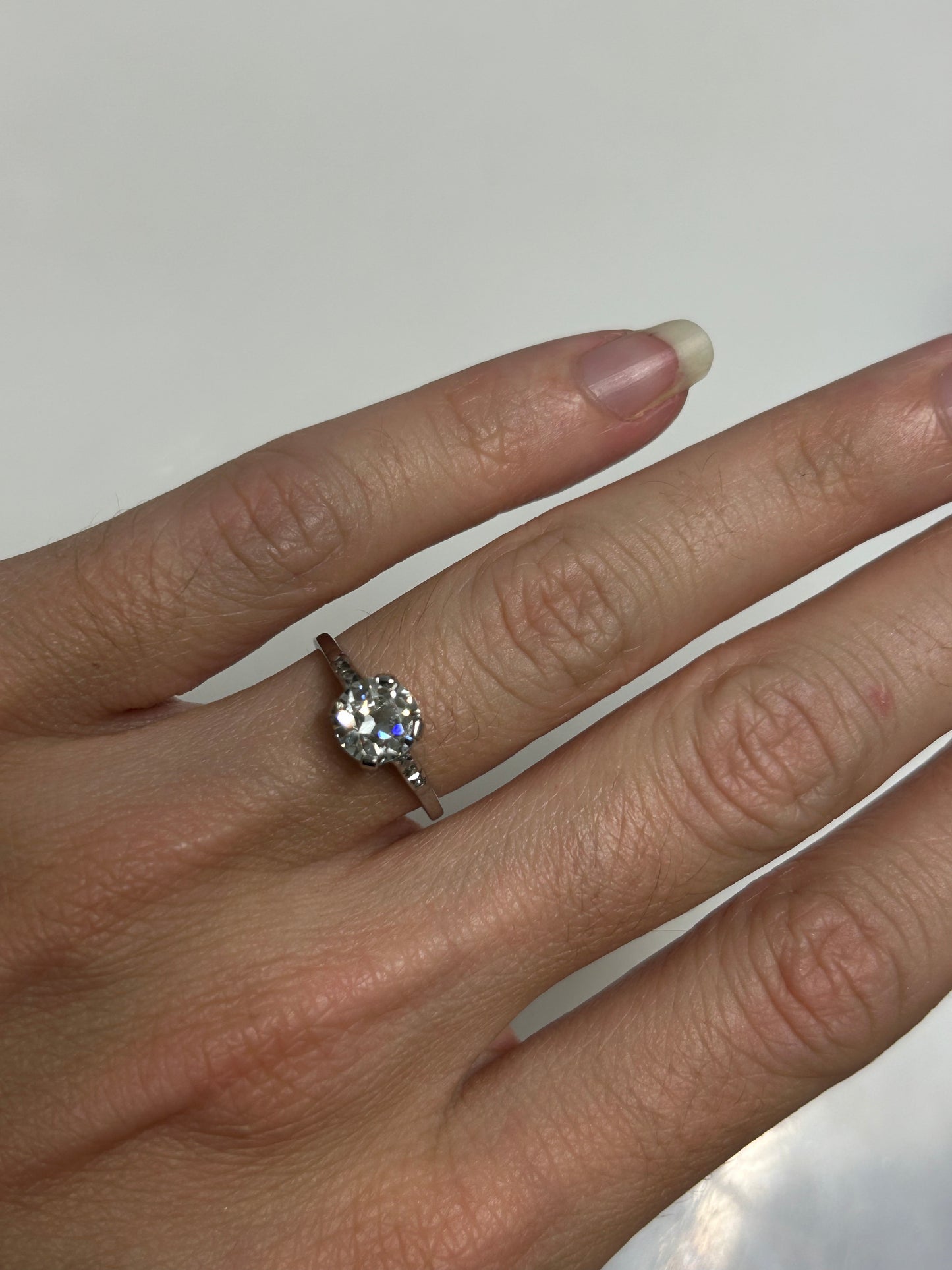 Platinum 1.23ct old cut diamond ring