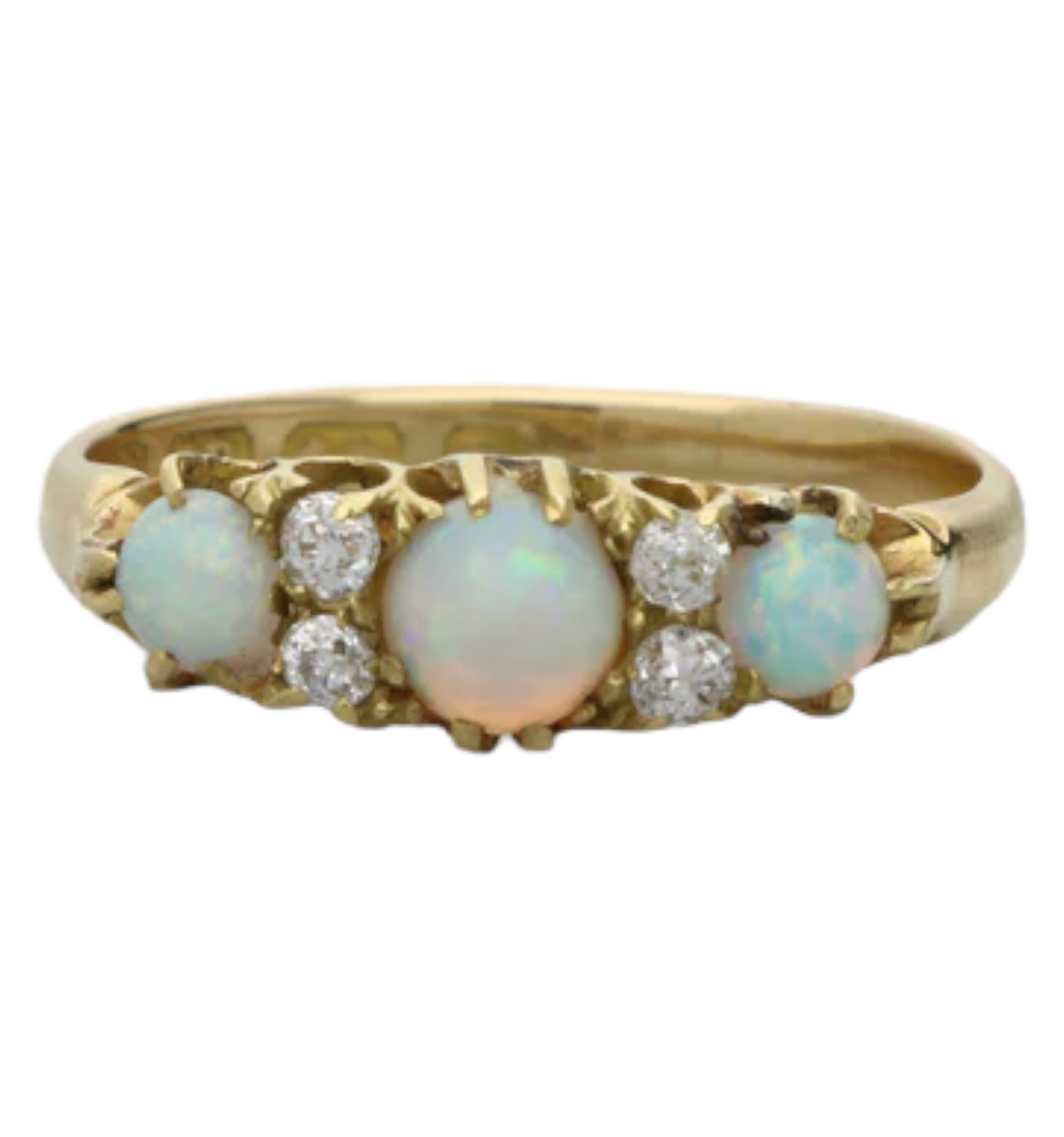 18ct opal and old cut diamond ring