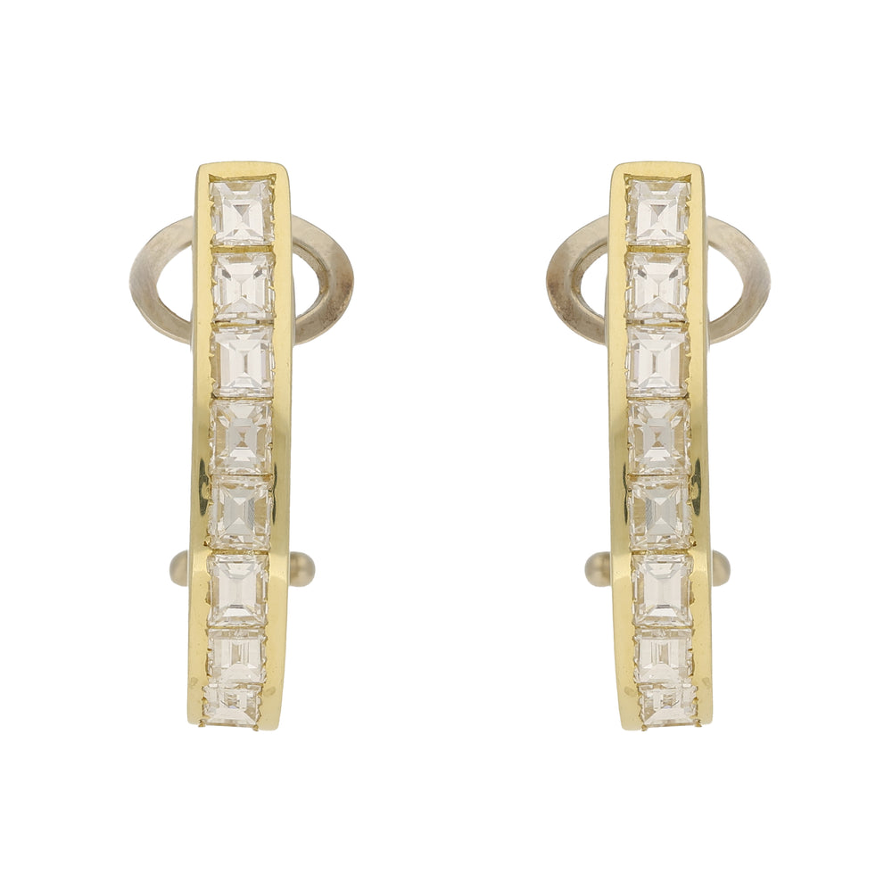 Vintage Gold and Diamond Hoop Earrings