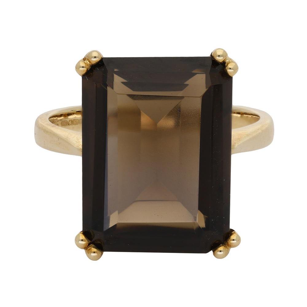 Emerald Cut Smoky Quartz Cocktail Ring