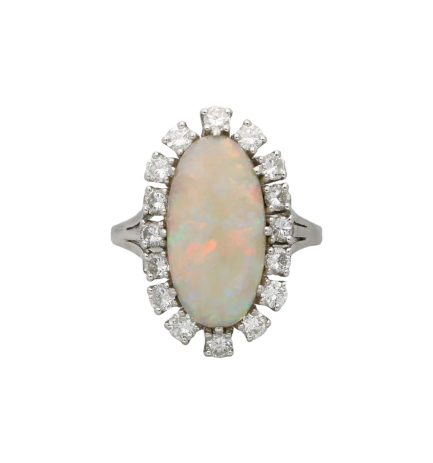 Opal and diamond cluster ring
