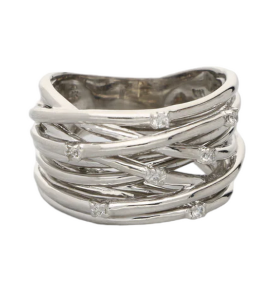 9ct diamond-set wire ring