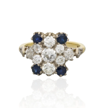 18ct diamond and sapphire cluster ring