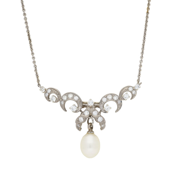 Vintage Pearl and Diamond Necklace