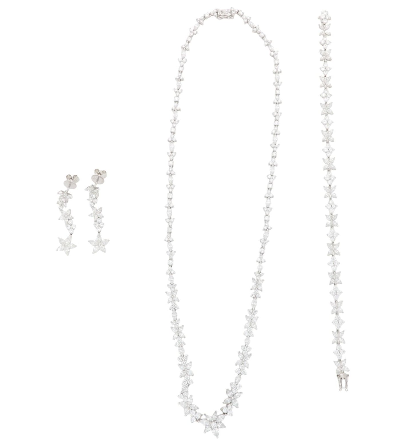 18ct marquise and round brilliant diamond necklace