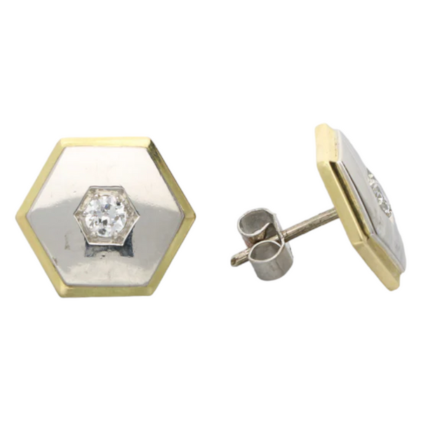 Platinum Diamond Set Hexagonal Earrings
