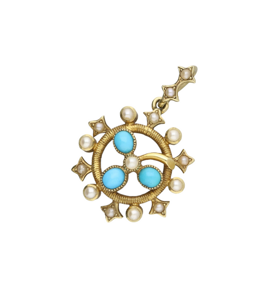 15ct turquoise and pearl pendant