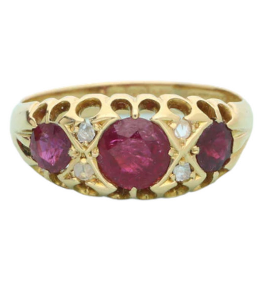 18ct Edwardian ruby and diamond ring.