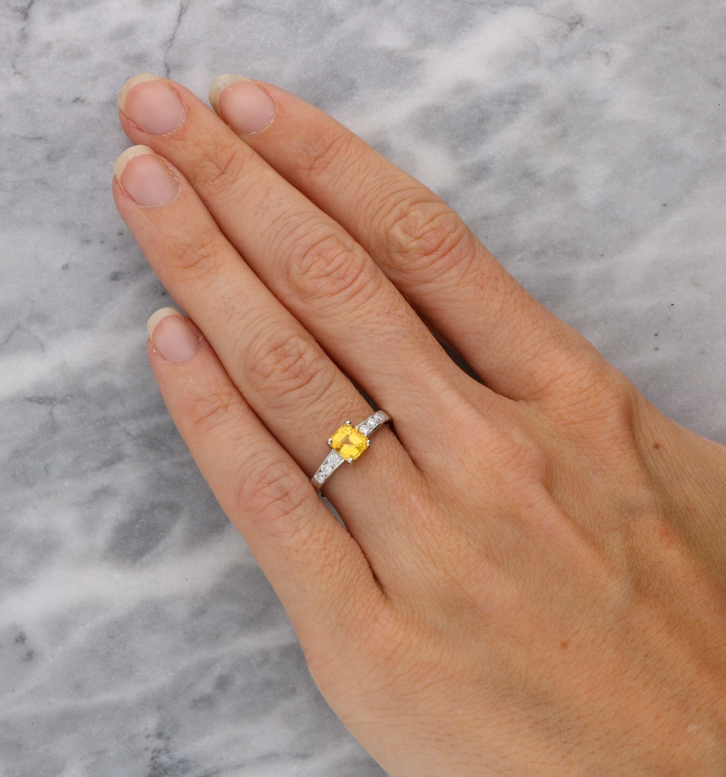 18ct yellow sapphire and diamond engagement ring