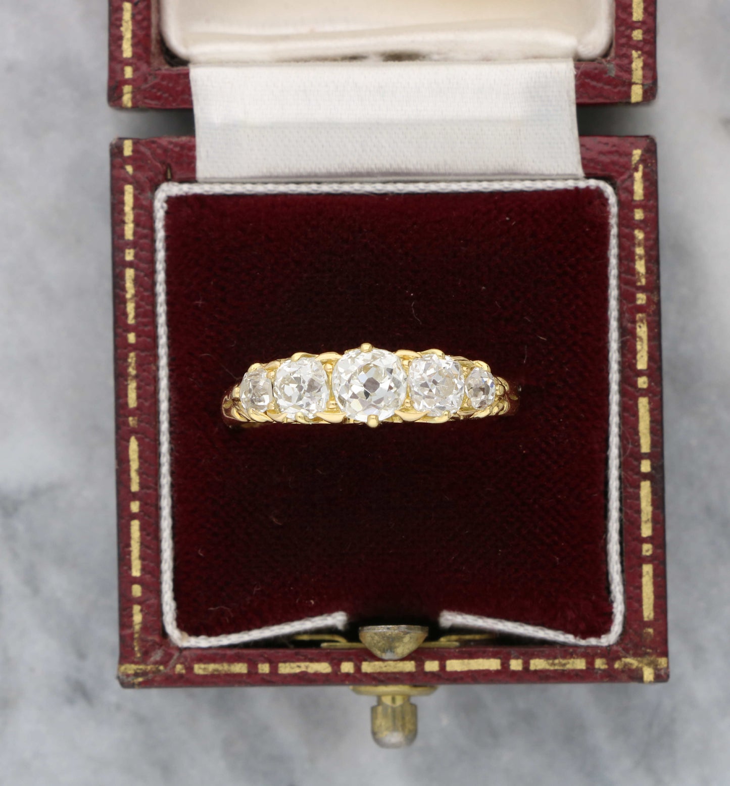 18ct old cut diamond 5 stone ring